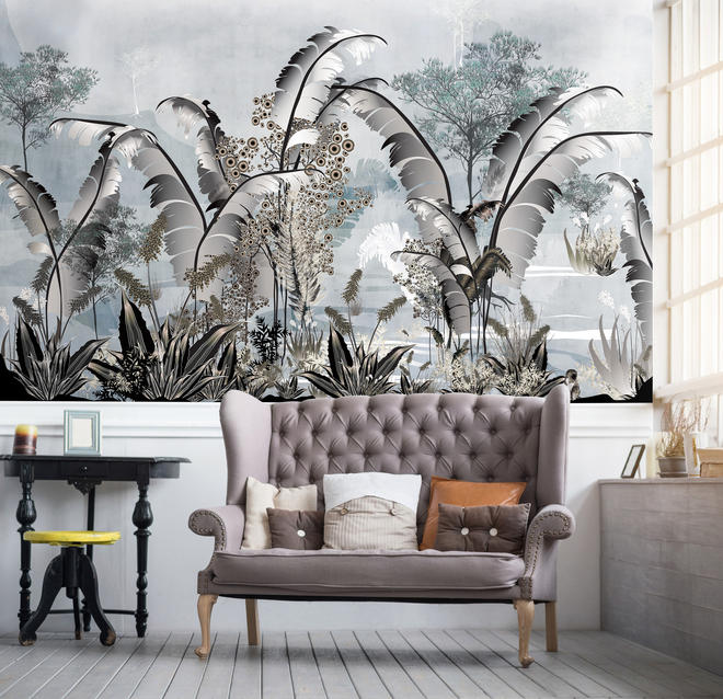 Modern Love Jungle Palms Pale - Tektura Wallcoverings